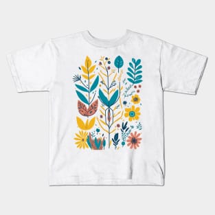 Bohemian Style Floral Shapes Kids T-Shirt